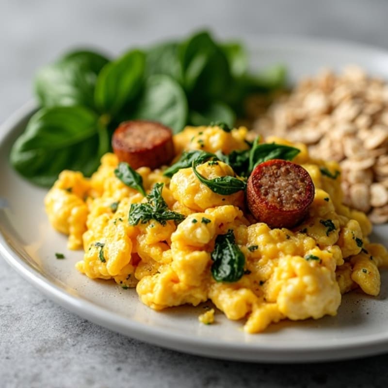 Egg White Scramble with Spinach and Turkey Sausage