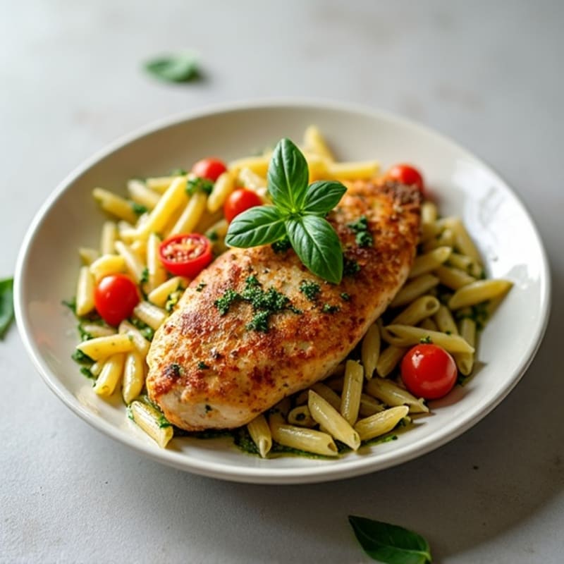 Roasted Chicken with Fresh Pesto Pasta
