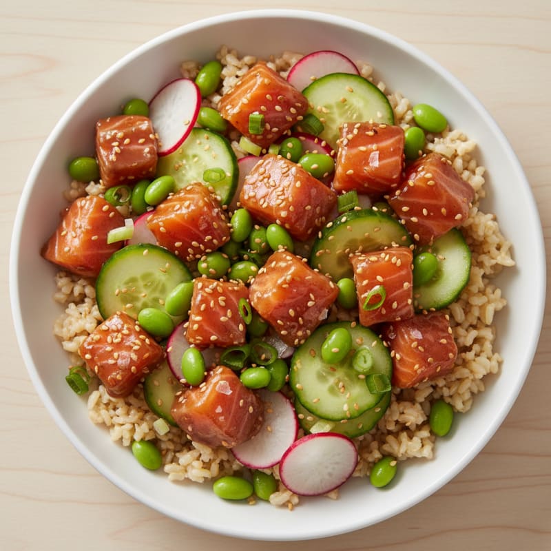 Zesty Salmon Poke Rice Bowl