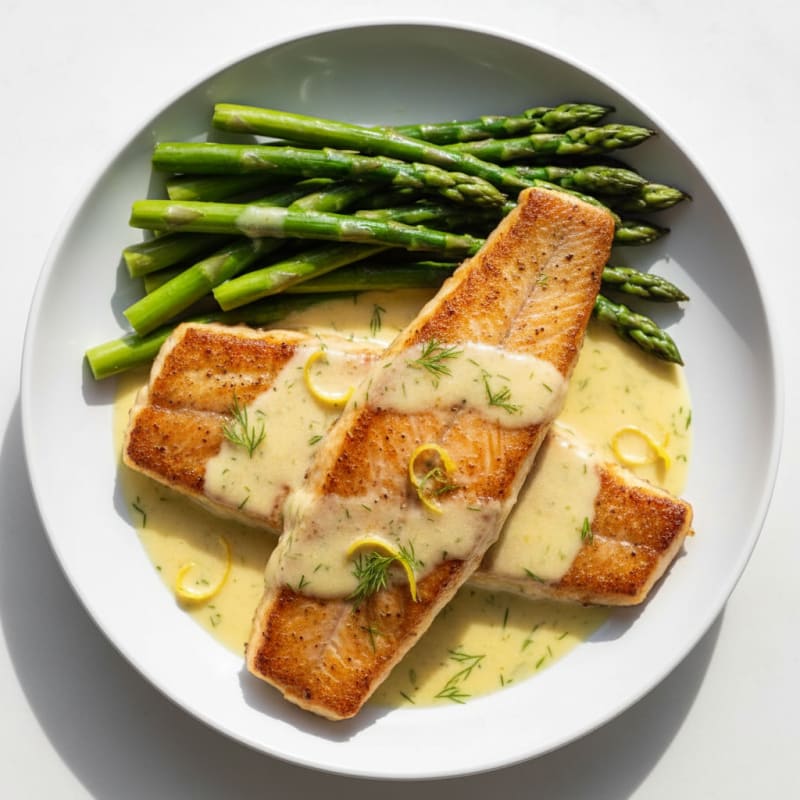 Pan-Seared Steelhead with Lemon-Dill Sauce