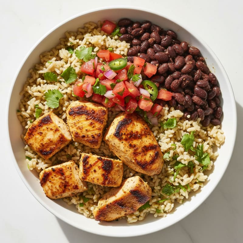 Grilled Chicken Bowl with Cilantro-Lime Brown Rice and Pico de Gallo