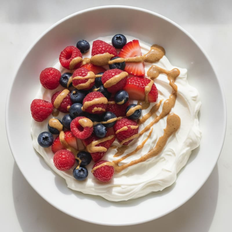 Silky Greek Yogurt Protein Bowl with Mixed Berries and Almond Butter