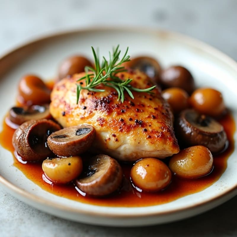 Red Wine Braised Mushrooms with Pearl Onions