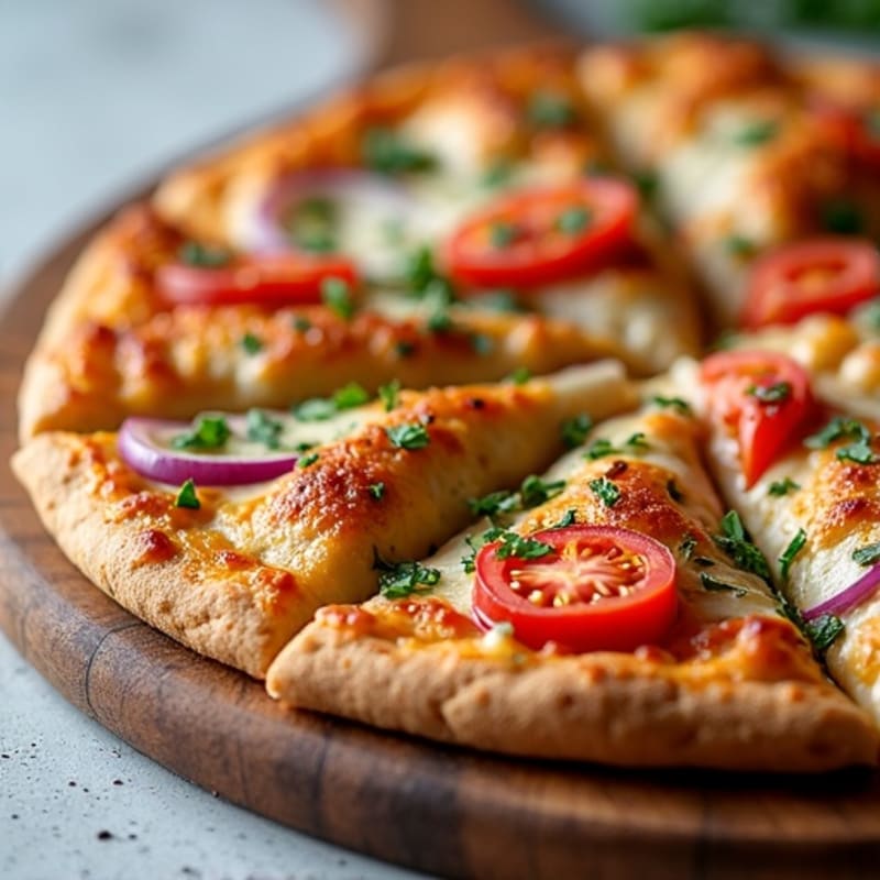 Crispy Chicken & Veggie Pizza on a Whole Wheat Crust