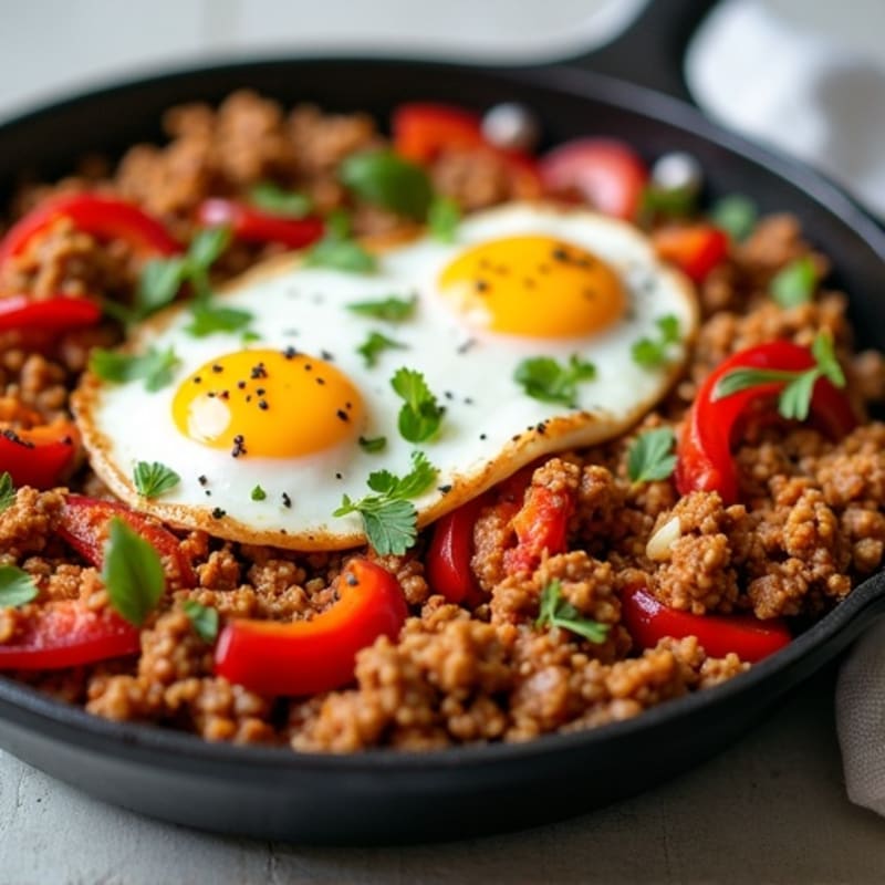 Lean Ground Turkey and Roasted Bell Pepper Skillet