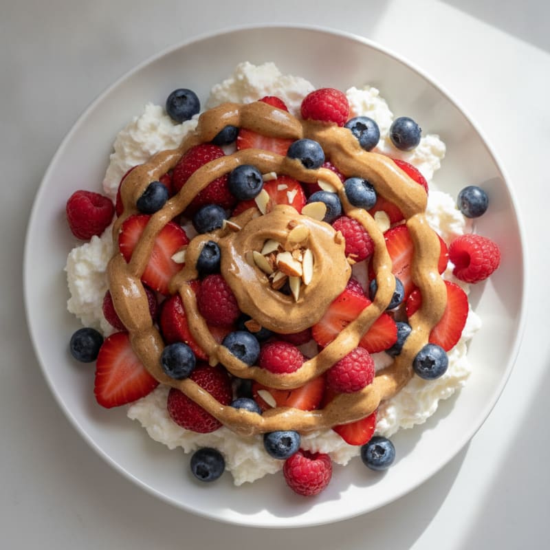 Greek Yogurt Protein Parfait with Mixed Berries and Almond Butter