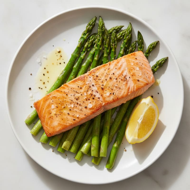 Pan-Seared Salmon with Roasted Asparagus