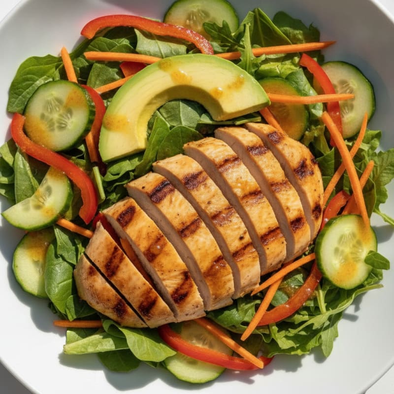 Grilled Chicken Salad with Crunchy Vegetables and Citrus Vinaigrette