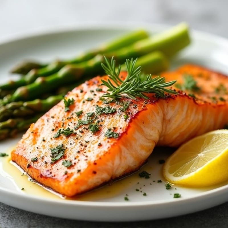 Lemon-Herb Roasted Salmon with Roasted Asparagus