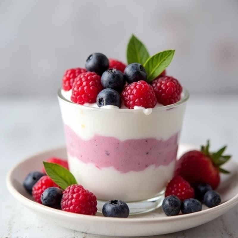 Silky Greek Yogurt Protein Pudding with Mixed Berries