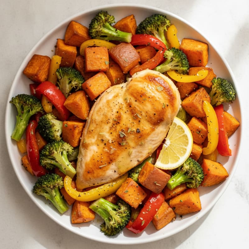 Simple Lemon-Herb Chicken and Roasted Vegetables