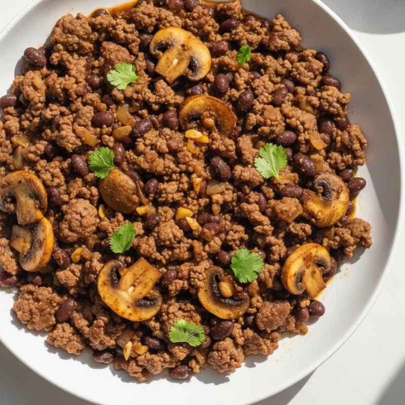 Savory Beef and Mushroom Black Bean Skillet