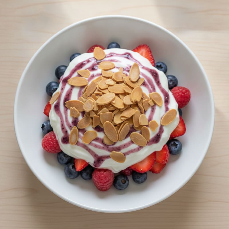 Greek Yogurt Parfait with Mixed Berries and Almonds