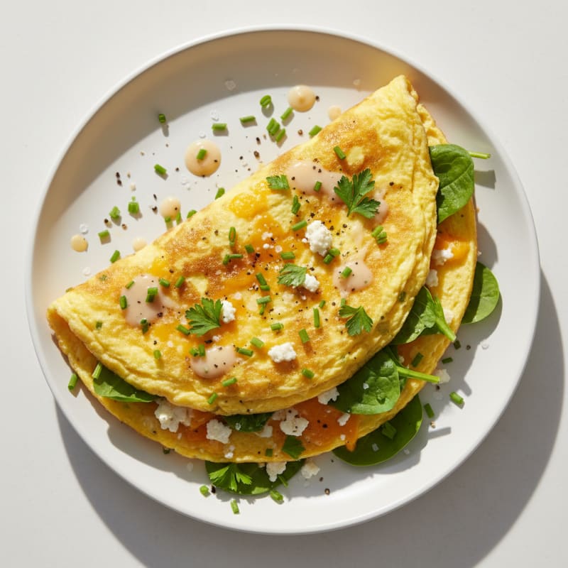 Fluffy Three-Cheese Herb Omelette