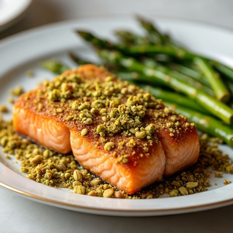 Crispy Pistachio-Crusted Salmon with Roasted Asparagus