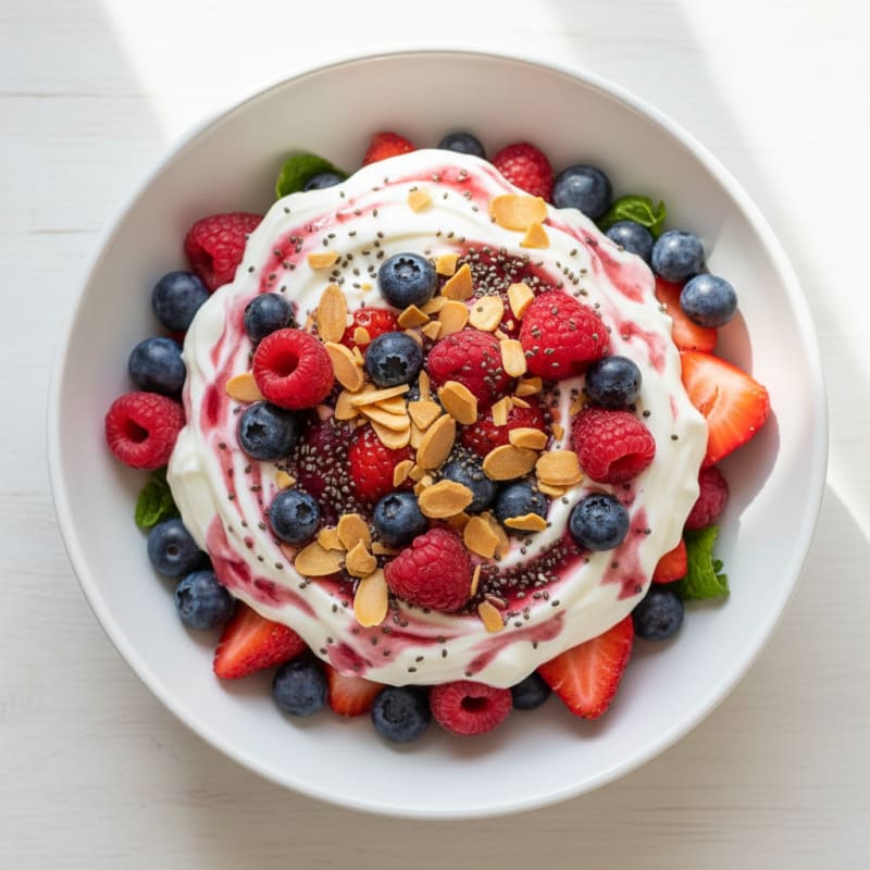 Greek Yogurt Protein Parfait with Berries and Almonds