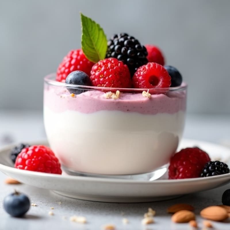 Greek Yogurt Protein Mousse with Mixed Berries