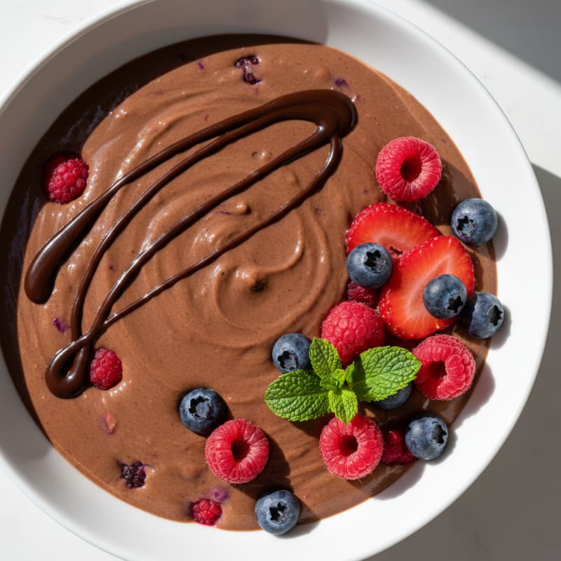 Chocolate Protein Shake with Mixed Berries
