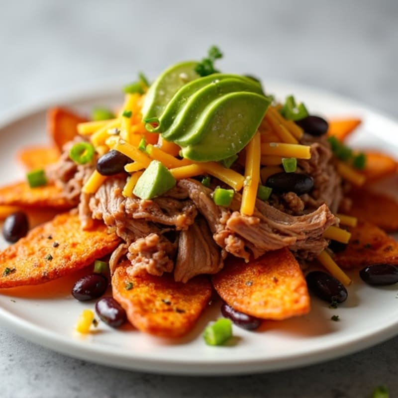 Sheet Pan Pulled Pork Sweet Potato Nachos