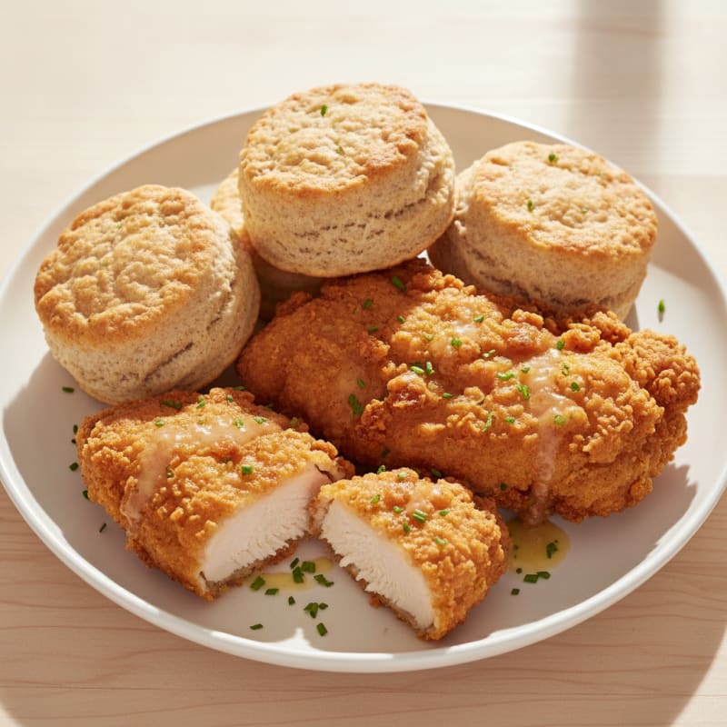 Buttermilk Fried Chicken with Fluffy Biscuits