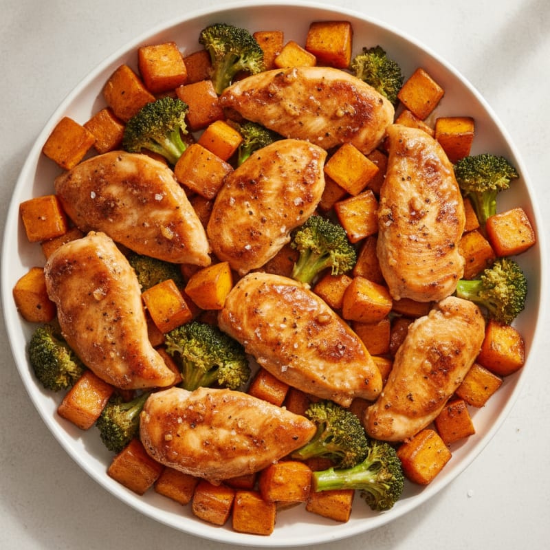 Sheet Pan Honey-Garlic Chicken and Sweet Potatoes