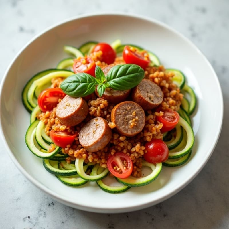 Lean Turkey Sausage Ragu with Zucchini Noodles
