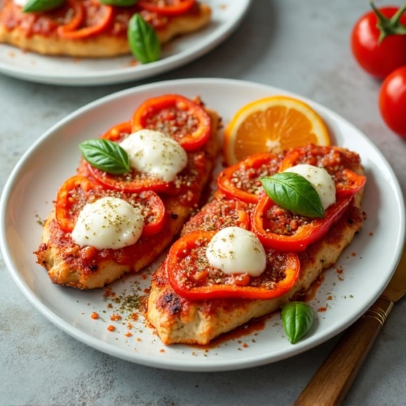 Sheet Pan Pizza Chicken with Roasted Bell Peppers