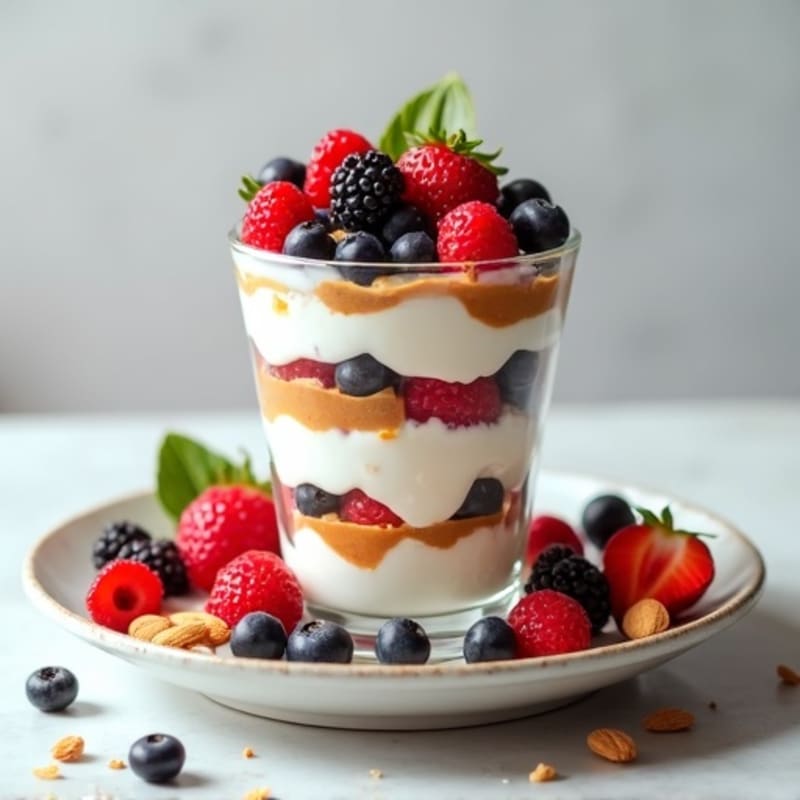 Greek Yogurt Protein Parfait with Berries and Almond Butter