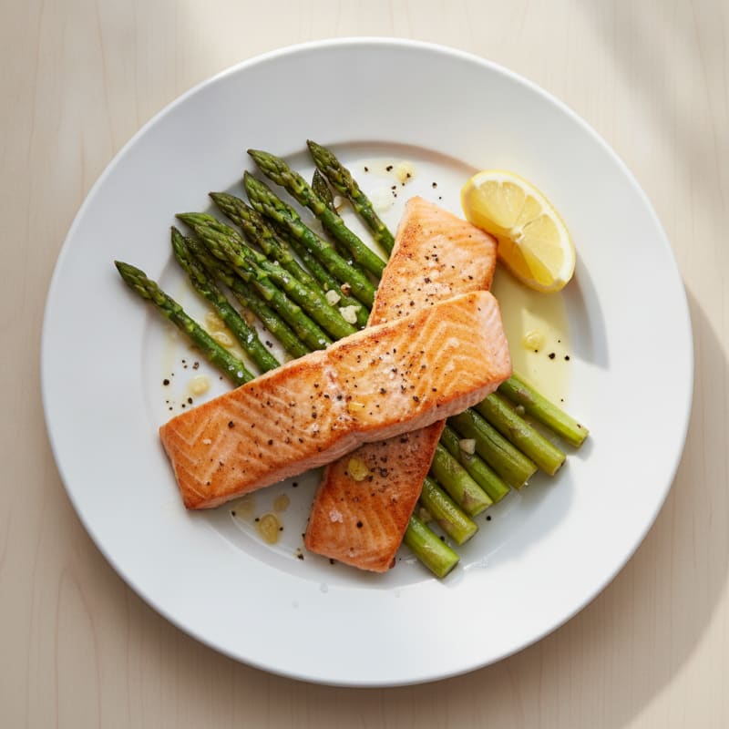 Pan-Seared Salmon with Roasted Asparagus