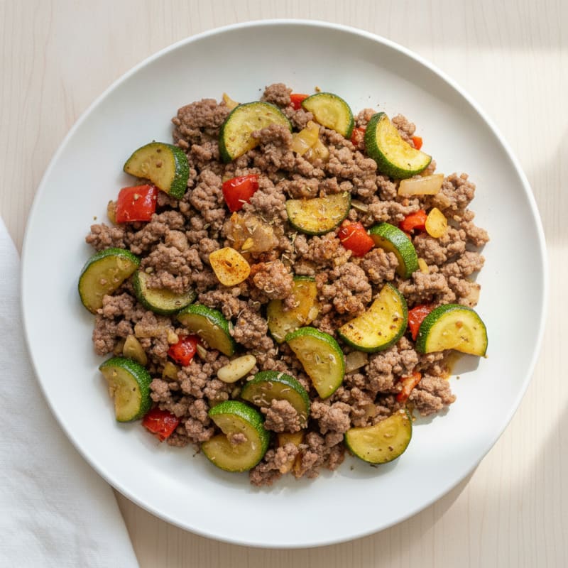 Savory Ground Beef and Zucchini Skillet