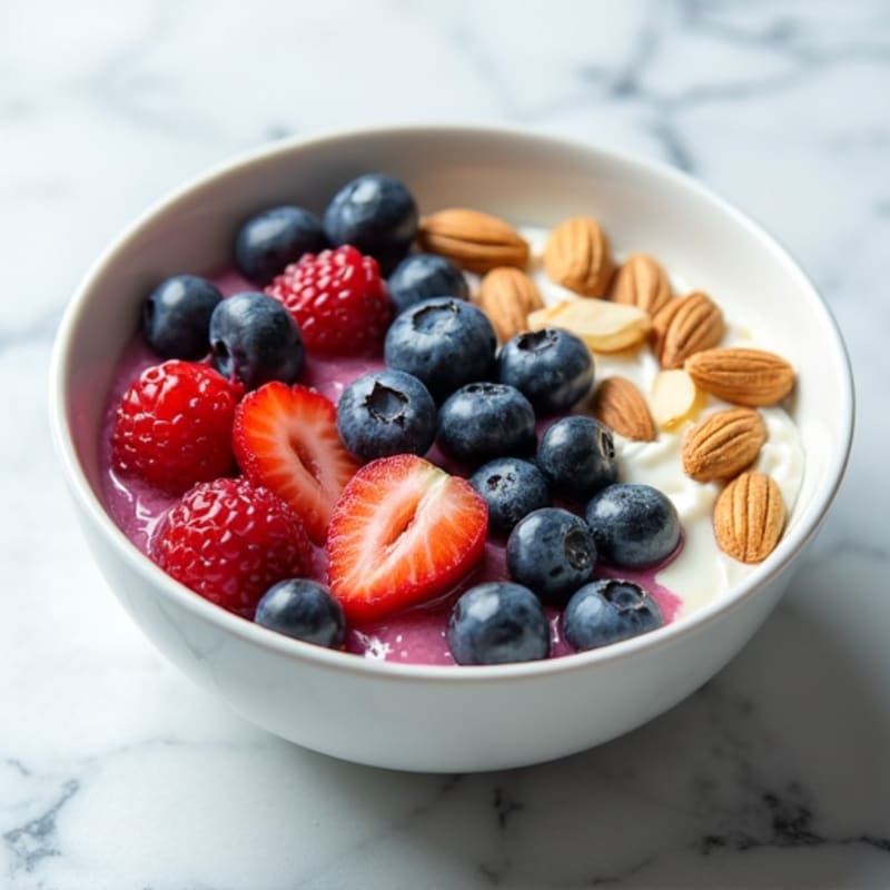 Cottage Cheese Bowl with Fresh Berries and Almonds