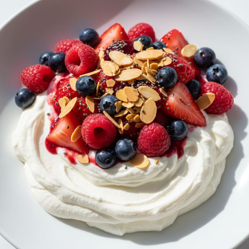 Greek Yogurt Protein Mousse with Mixed Berries