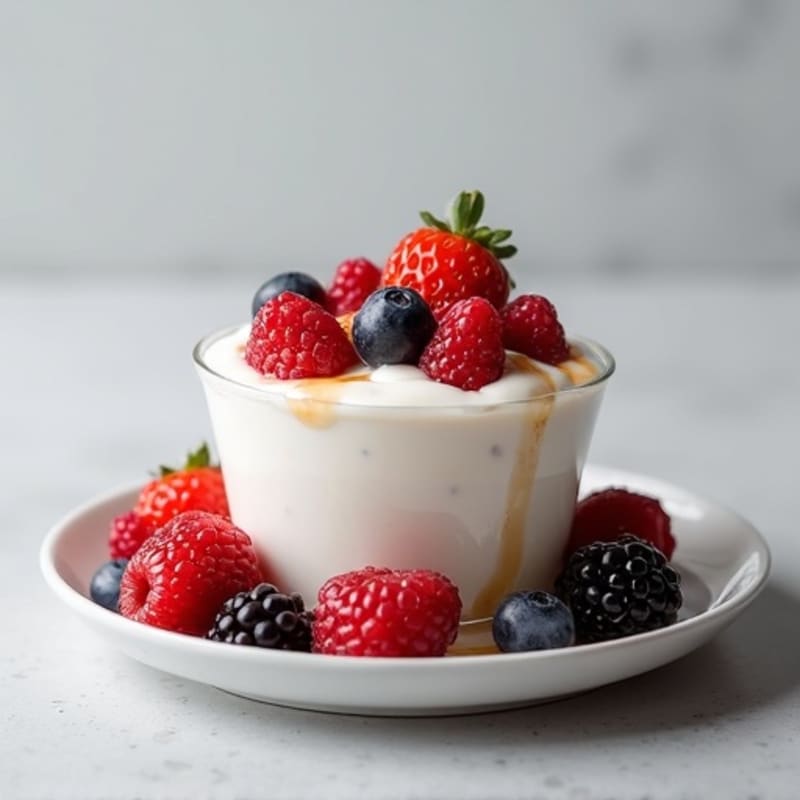 Silky Greek Yogurt with Mixed Berries and Protein Powder