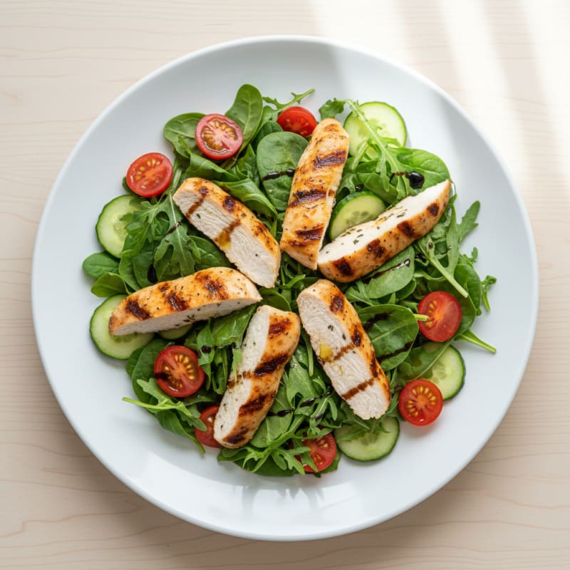 Grilled Chicken Salad with Mixed Greens and Cherry Tomatoes