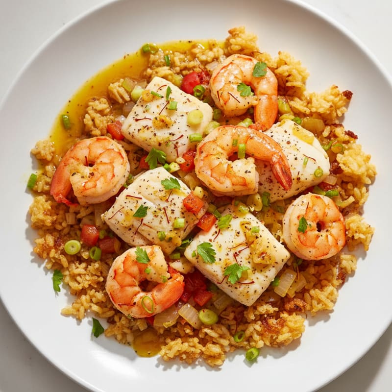 Smoky Saffron Seafood with Crispy Rice