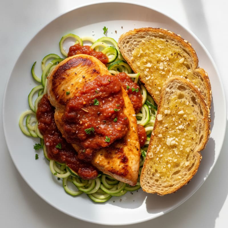 Chicken Marinara with Garlic Bread