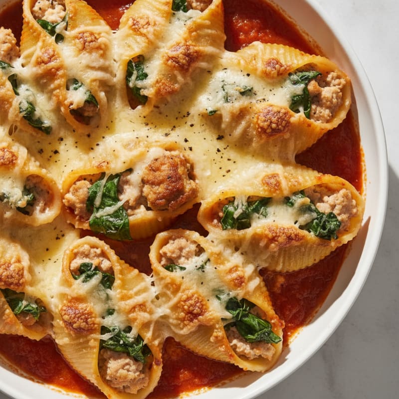 Baked Spinach Ricotta Stuffed Shells