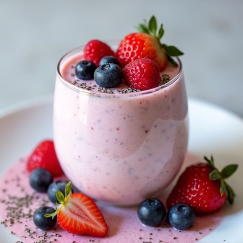 Greek Yogurt Protein Mousse with Mixed Berries