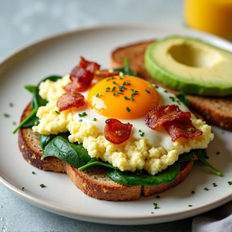 Egg White Scramble with Spinach and Turkey Bacon