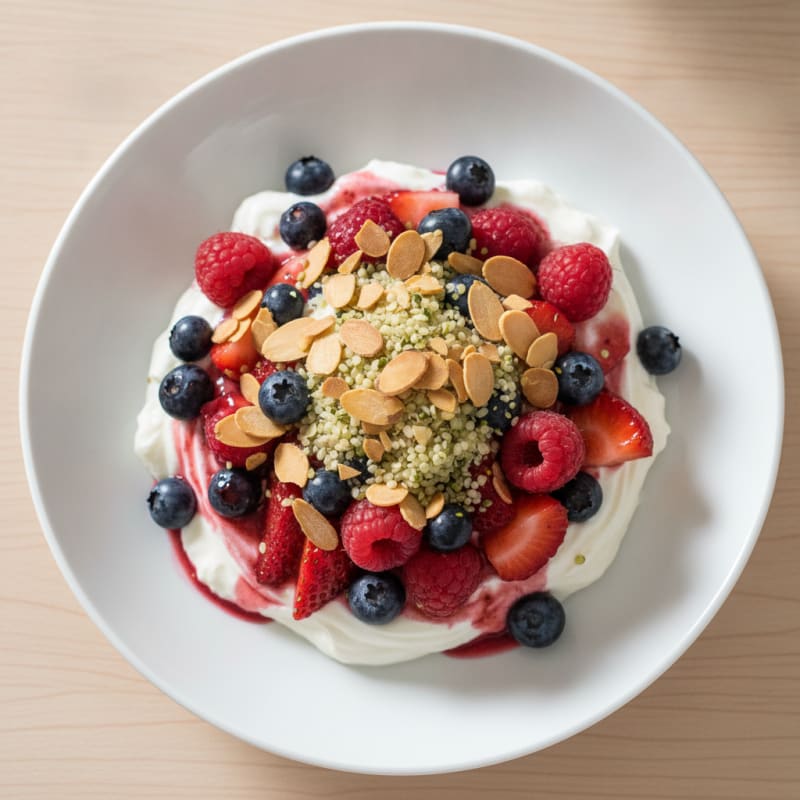 Greek Yogurt Protein Parfait with Mixed Berries