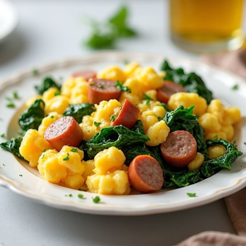 Hearty Egg and Turkey Sausage Scramble with Spinach