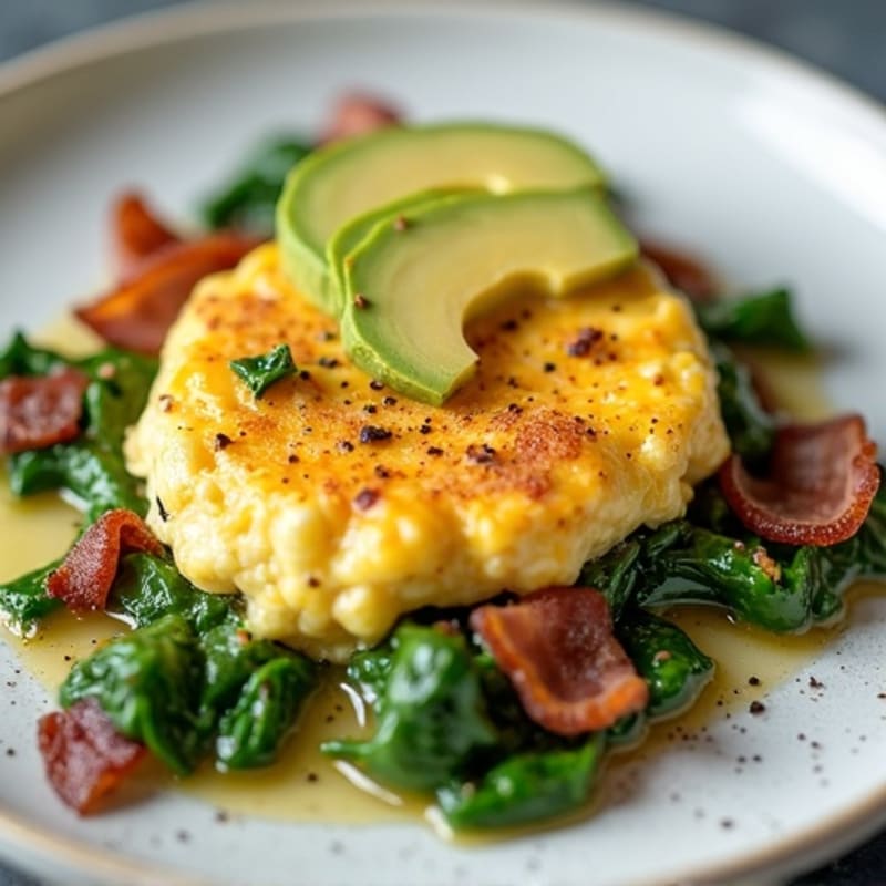 Egg White Scramble with Spinach and Turkey Bacon