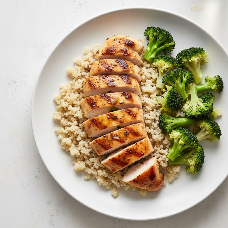 Grilled Chicken Breast with Quinoa and Steamed Broccoli