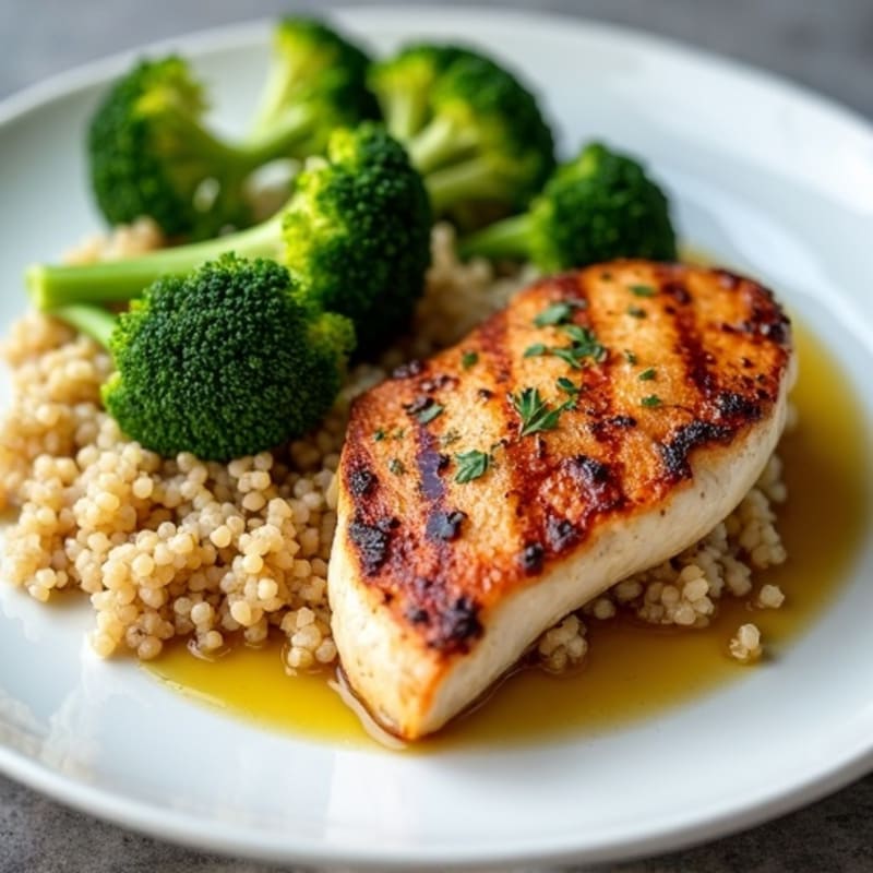 Grilled Chicken Breast with Quinoa and Steamed Broccoli