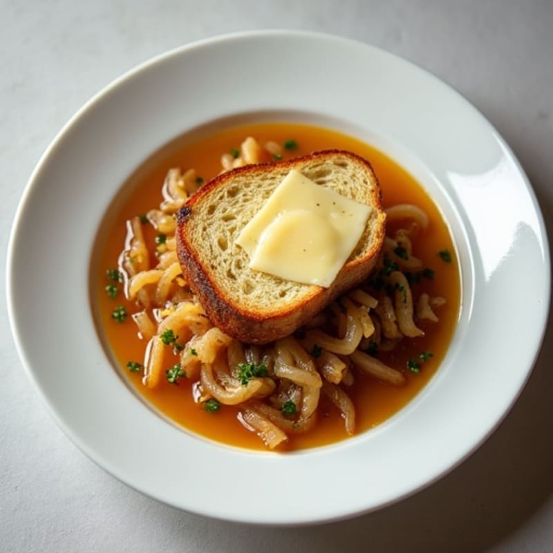 Lightened-Up French Onion Soup with Herb-Crusted Sourdough