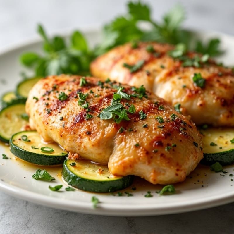 Garlic Herb Roasted Chicken with Crispy Parmesan Zucchini Sticks