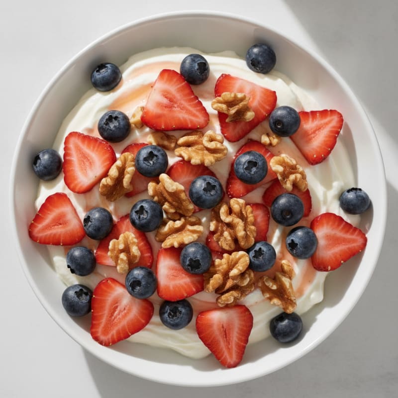 Creamy Greek Yogurt with Protein Powder and Fresh Berries