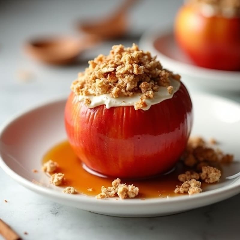 Warm Baked Apple with Crispy Cinnamon Oat Crumble