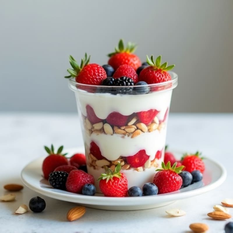 Greek Yogurt Protein Parfait with Berries and Almonds