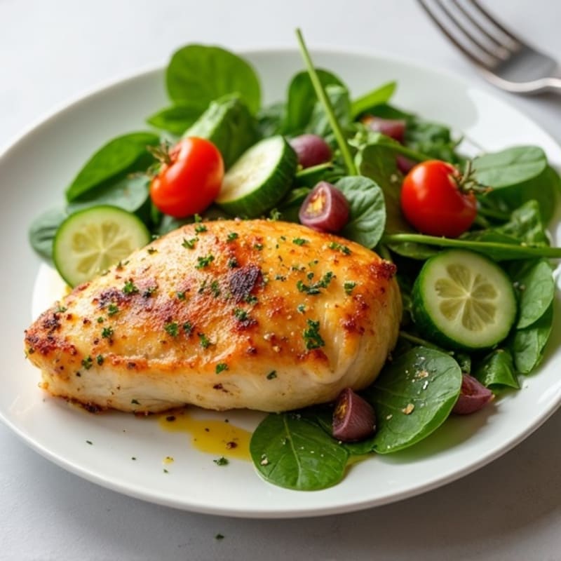 Tender Lemon-Garlic Roasted Chicken with Fresh Herb Salad